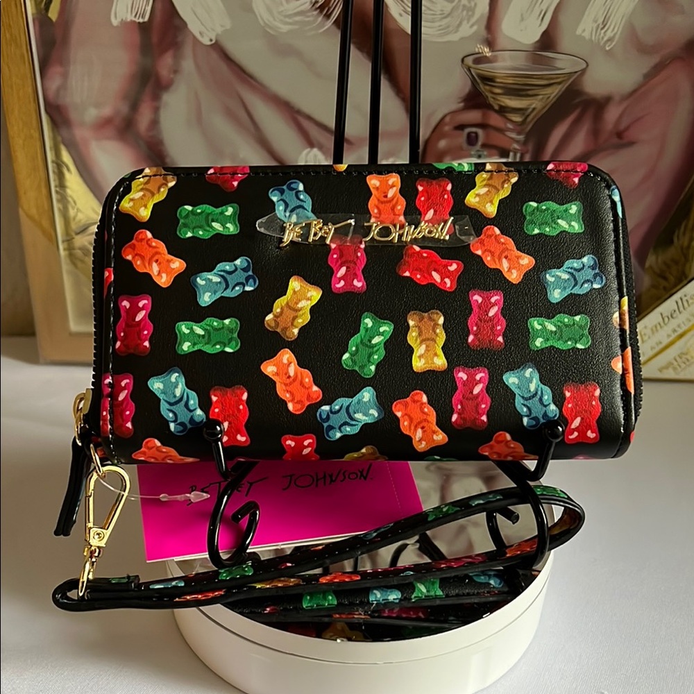 Betsey Johnson Black Gummy Bear Clutch Wristlet - Picture 15 of 17
